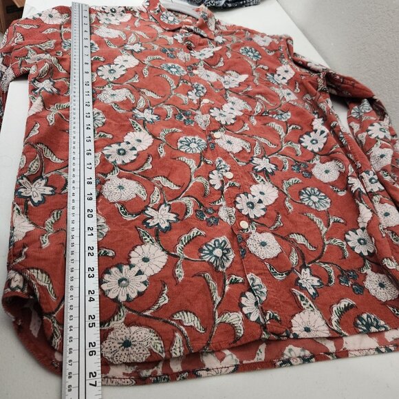 Kardo Red Rust Floral Button-Up Shirt M Cotton Cottagecore Western - Picture 4 of 11
